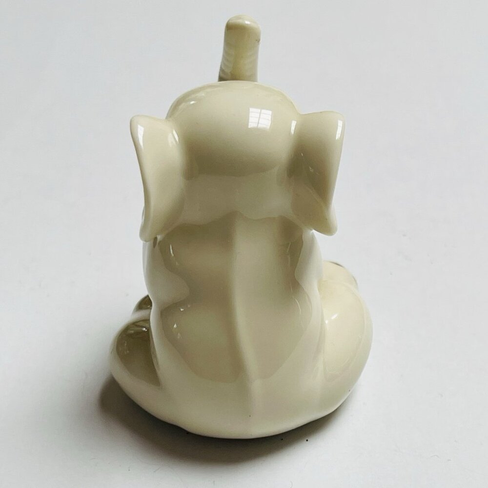 Vintage Lenox Elephant Porcelain Figurine Trunk Up White Gold‎ Hand Painted - Picture 5 of 8